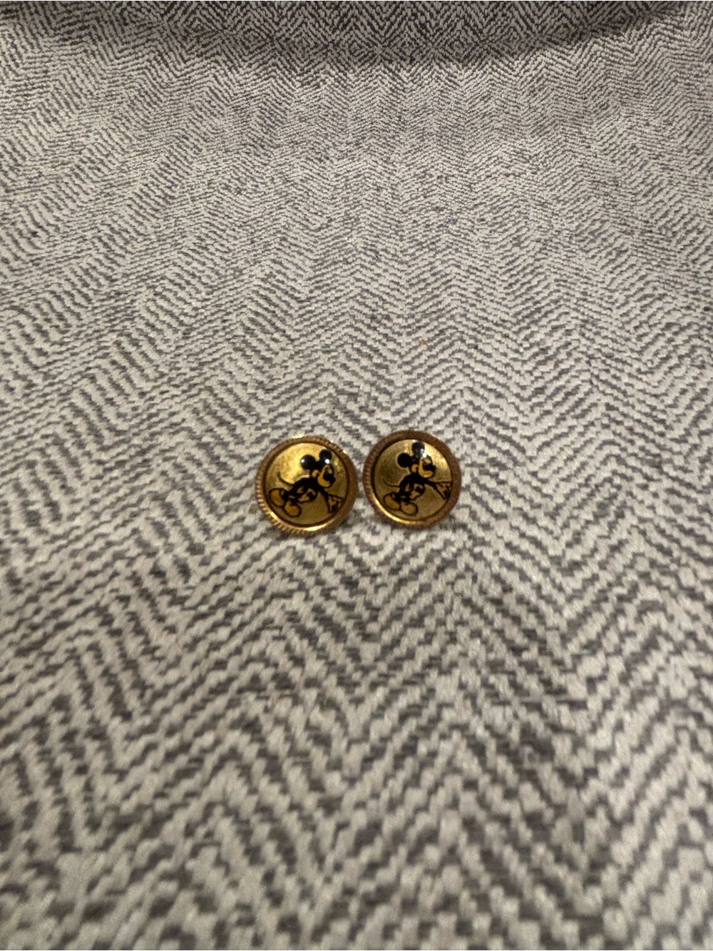 Vintage 24k Gold Inlaid Disney Mickey Mouse Post Earrings